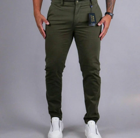 Calça masculina Sarja Pollo Slim 98% algodão 2% elastano