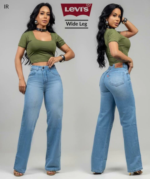 calça jeans feminina WID LEG LVS 98% algodão 2% elastano slim fit