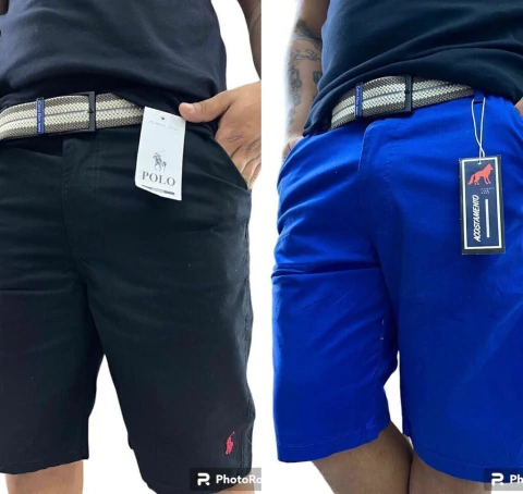 kit bermuda sarja 98% algodão 2% elastano slim fit