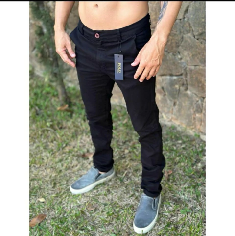 Calças masulina sarja Polo 98% algodão 2% elastado slim fit