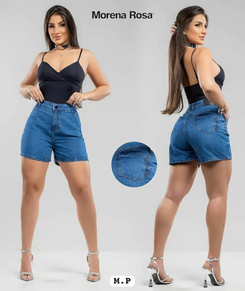 Bermuda jeans feminina MR 98% algodão 2% elastano slim fit
