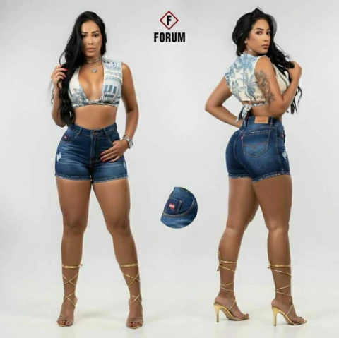 Bermuda jeans feminina FRM 98% algodão 2% elastano slim fit