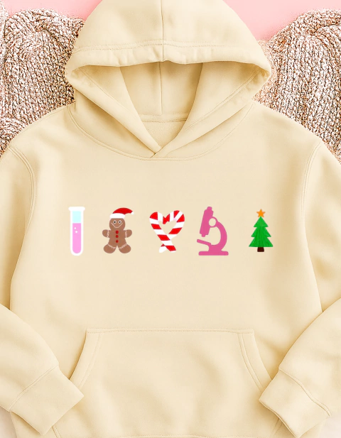 Sudadera Rosa “STEM Christmas Icons”
