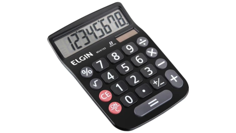 Calculadora de mesa com visor Elgin 08 dígitos grandes célular solar preto MV4133. - comprar online