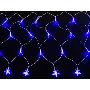 Cascata com 120 LEDs Azul 8 funções 4.5mx0.50m com estrelas na ponta 127V. - comprar online