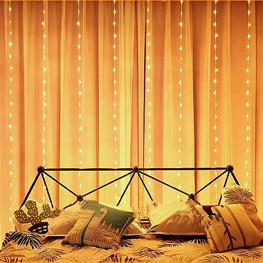 Cortina De Natal 500 LEDS a prova d'água Branco Quente fixa fio transparente 3mx2.5m bivolt uso externo IP44. - comprar online
