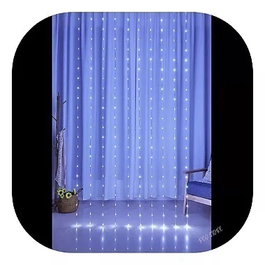 Cortina com 360 LEDs Branco Frio 8 funções fio de Fada PVC 3m x 3m bivolt. - comprar online