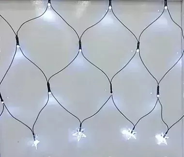 Cortina rede De Natal 160 LEDS Branco Frio e fio verde 8 Funções 6.00m com estrela na ponta 220V. - comprar online