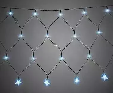 Cortina rede De Natal 160 LEDS Luz Azul e fio verde 8 Funções 6.00m com estrelas na ponta 127V. - comprar online