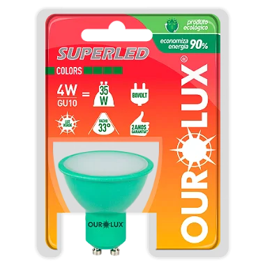 Lâmpada Superled GU10 4W Bivolt 33º Verde IP66. - comprar online