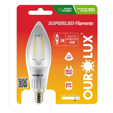 Lâmpada Superled Vela Filamento Fosca E14 3W bivolt 6000K. - comprar online