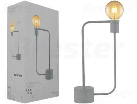 Luminária de mesa Aramis com entrada USB 40X21cm aço cinza. - comprar online
