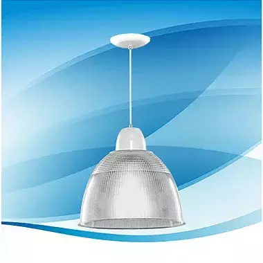 Luminária Industrial prismática 22" com pendente e canopla branca E-27. - comprar online