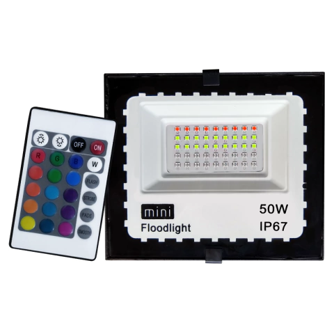 Mini refletor holofote LED SMD 50w RGB IP67. - comprar online