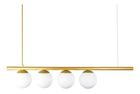 Pendente com 4 globos Moon 15x80x12cm Aluminio dourado e Vidro. - comprar online