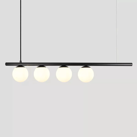 Pendente com 4 globos Moon 15x80x12cm Aluminio preto e Vidro. - comprar online