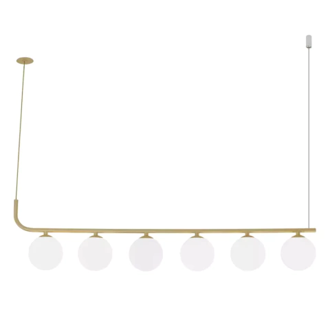 Pendente com 6 globos Moon 15x118x12cm Aluminio Dourado e Vidro. - comprar online