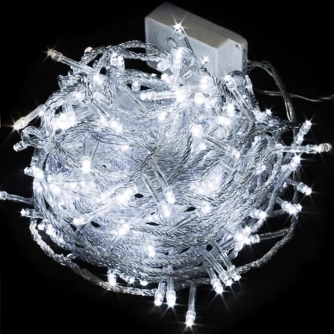 Pisca de Natal 100 Leds branco frio 8 Funções 10 Metros fio transparente 220V. - comprar online