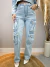 Calça jeans claro wide leg bolsos cargos duplos laterais ozzo - comprar online