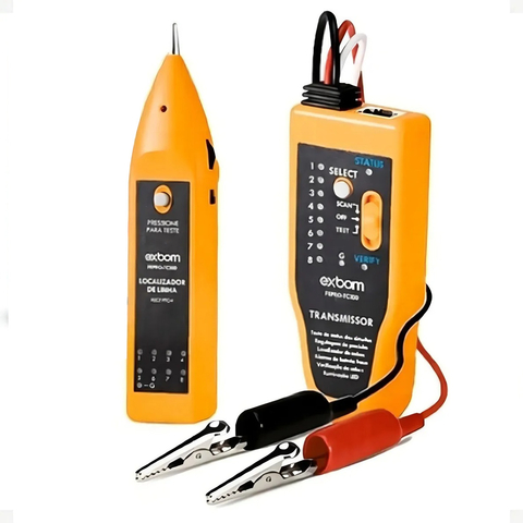 Kit Exbom Localizador Testador de Cabos Zumbidor RJ11 RJ45 com Estojo FEPRO-TC350