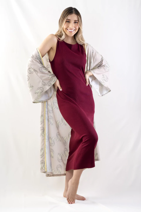 Vestido Vino Acanalado