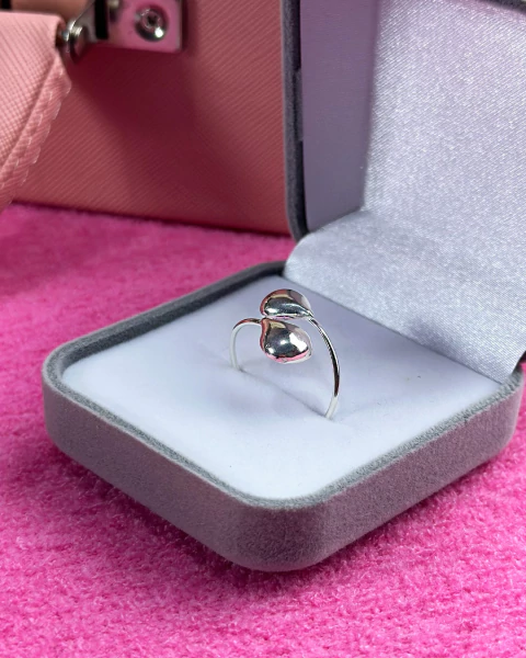 Anel Regulável Duas Gotas em Prata 925