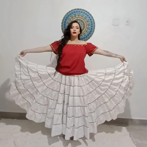 Saia Cigana Premium com 13 Metros de Roda - Sianinha Dourada - comprar online