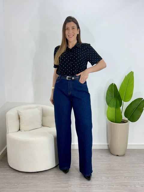 Calça Jeans Wide Leg Escura