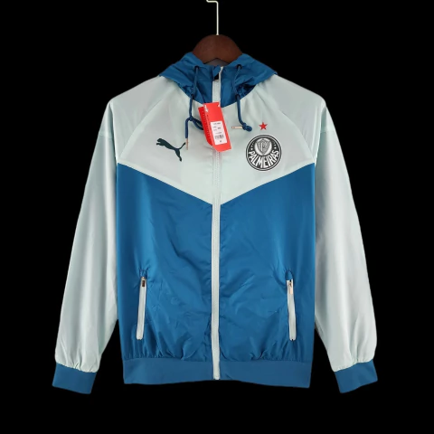 Jaqueta Corta Vento Palmeiras - Branco e Azul - comprar online