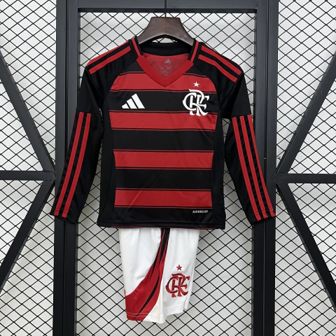 Conjunto Infantil Flamengo 2025/26 - Camisa Manga Longa Vermelha e Shorts - comprar online
