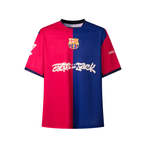 Camisa Barcelona Travis Scott Home 24/25 - Azul e Vermelha - Lançamento - comprar online