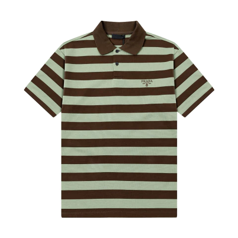 Camiseta PRADA Listrada - Verde e Marrom - comprar online