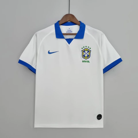 Camisa Retrô Seleção Brasil Copa América 2019 - Polo Branca e Azul - comprar online