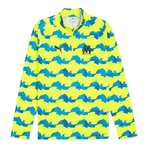 Camisa Olympique Marseille Pre-jogo III 25/26 manga longa - Torcedor Puma Masculina - Azul e amarela