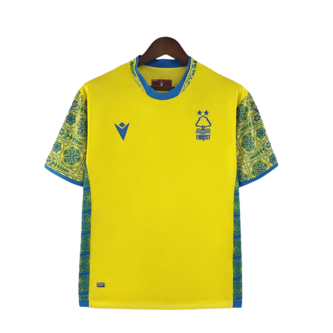 Camisa Nottingham Forest II 22/23 - Torcedor Macron Masculina - Amarela com detalhes em azul