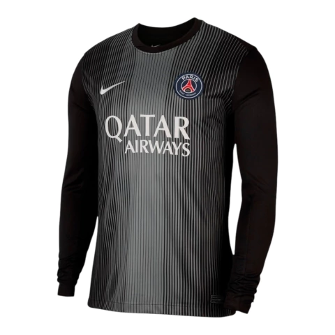Camisa Paris Saint-Germain Goleiro 25/26 - Torcedor Nike Masculina - Preta com detalhes em branco