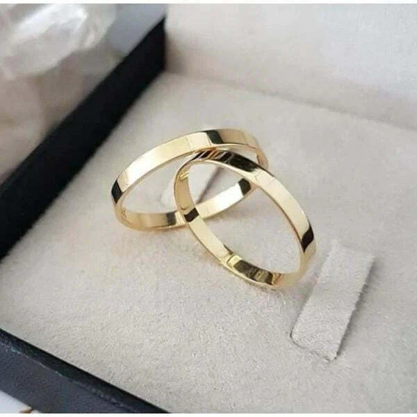 Par Alianças Santa Catarina Prata Banhada a Ouro - 2.5mm