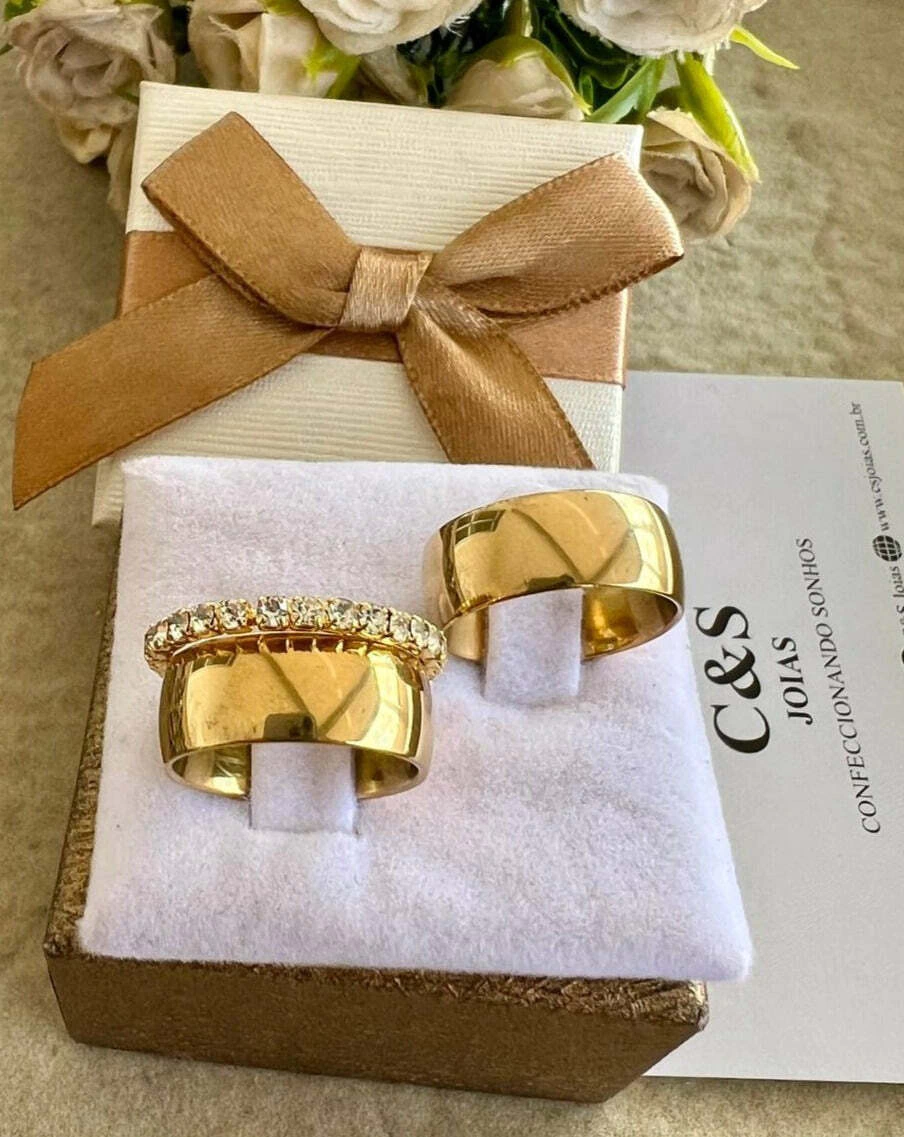 Par Alianças Bucarest Banhada - 8mm