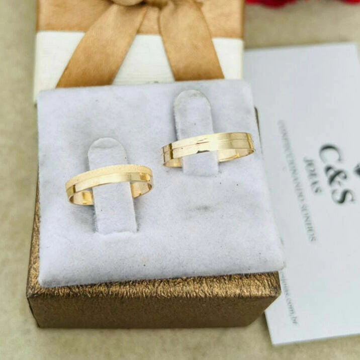 Par Alianças Mato Grosso do Sul Prata Banhada a Ouro - 3.5mm