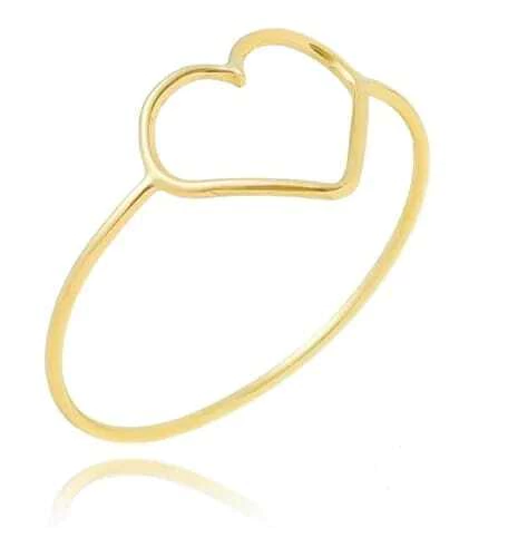 Anel Coração Vazado Ouro 18k