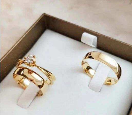 Par Alianças Minas Gerais Prata Banhada a Ouro - 5mm