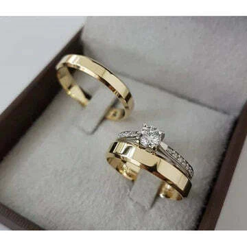 Par Alianças Ceará Prata Banhada a Ouro - 4mm