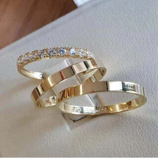 Par Alianças Amazonas Prata Banhada a Ouro - 3mm