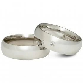 Par Alianças Atlanta Prata 950l Tradicional com Pedrinha - 6mm