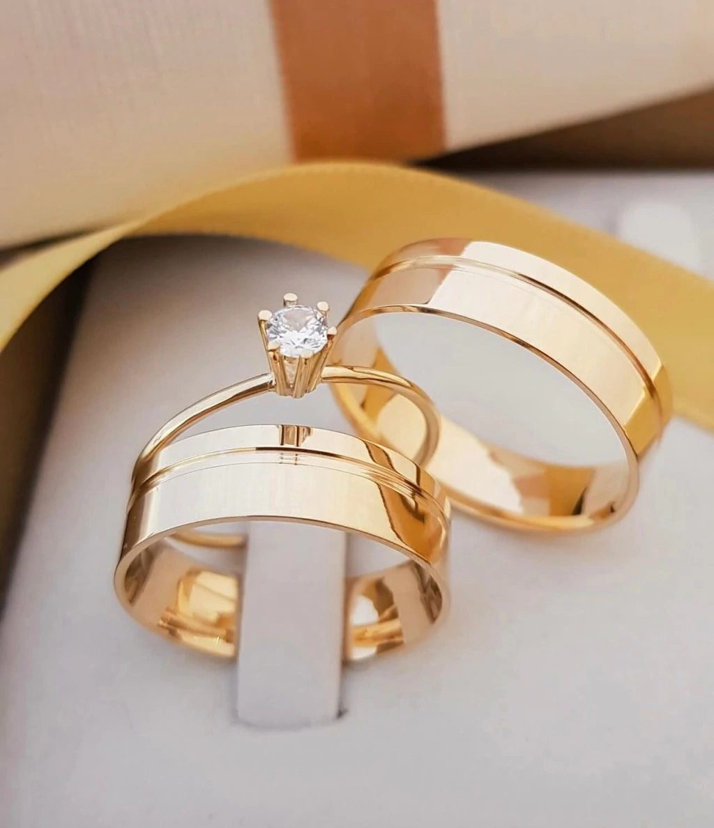 Par Alianças Texas Ouro 18k - 8mm