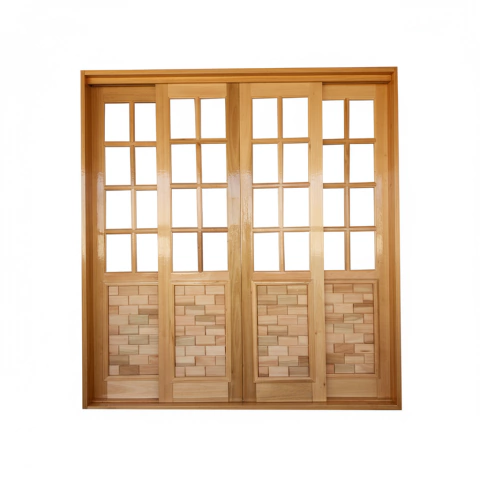 PORTA CORRER VIDRO - TIJOLINHO MADEIRA EUCALIPTO - comprar online