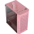 Gabinete Aerocool Triniti Mini V1 na cor rosa com painel lateral em vidro temperado e frontal com ventilação em padrão triangular