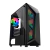 Gabinete de computador preto Hayom GB1713 com painel lateral de vidro temperado e quatro fans RGB iluminados