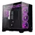 Gabinete ATX Rise Mode Galax Glass Stand V2 preto com painel de vidro temperado e ventiladores com iluminação LED roxa