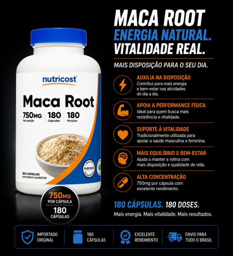 MACA PERUANA IMPORTADA - 180 CAPSULAS (RENDE 6 MESES)
